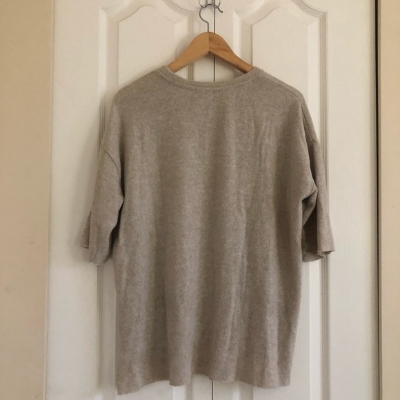 Zara 3/4 Sleeve Oversized Cream Sweater - Picture 2 of 4
